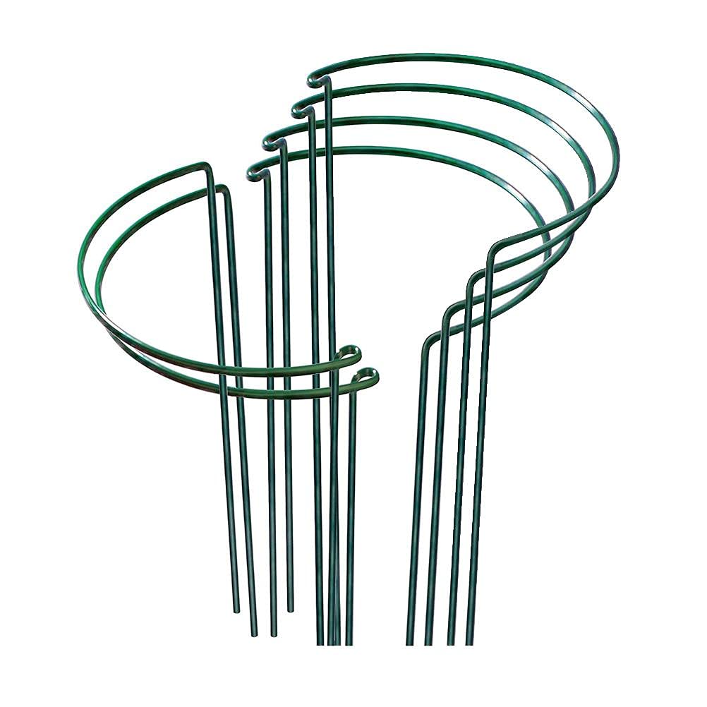 Nurnesy Metal Half Circle Garden Plant Support Stick with Locking Mechanism - Peony Cage for Tomatoes, Hydrangeas, Indoor and Outdoor Plants - Green Plant Support Edge (A), Nurnesyx7o5v8cu1y-08