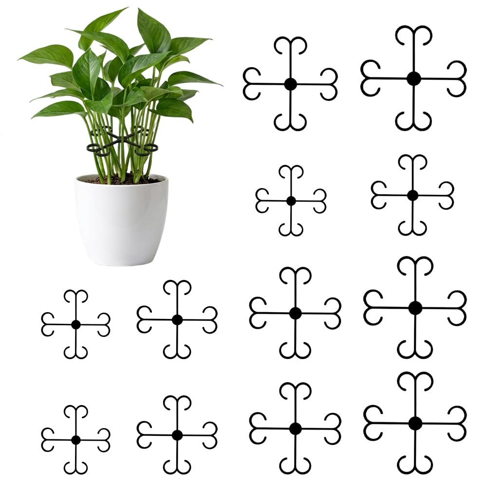 Monstera Plant Support, 2026 New Plant Stem Support for Climbing Plants, Plant Supports for Indoor Plants, Durable Garden Accessory for Home Growers (Black, 5.31in + 4.53in + 3.03in + 2.28in)