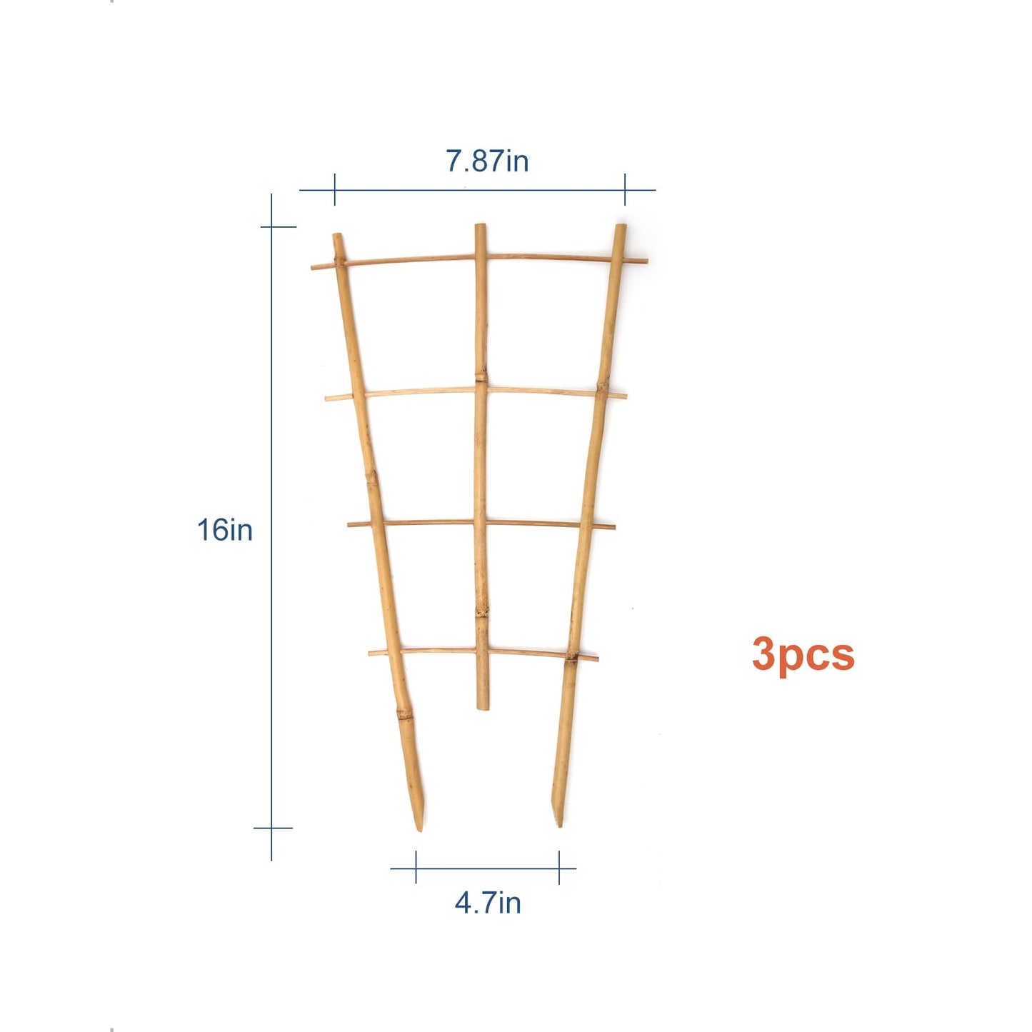 COLOtime 3Pack Bamboo Trellis 16 Inch Fan Shaped Small Plant Trellis for Indoor Potted Plants Climbing Monstera Orchid Vine Hoya Houseplant