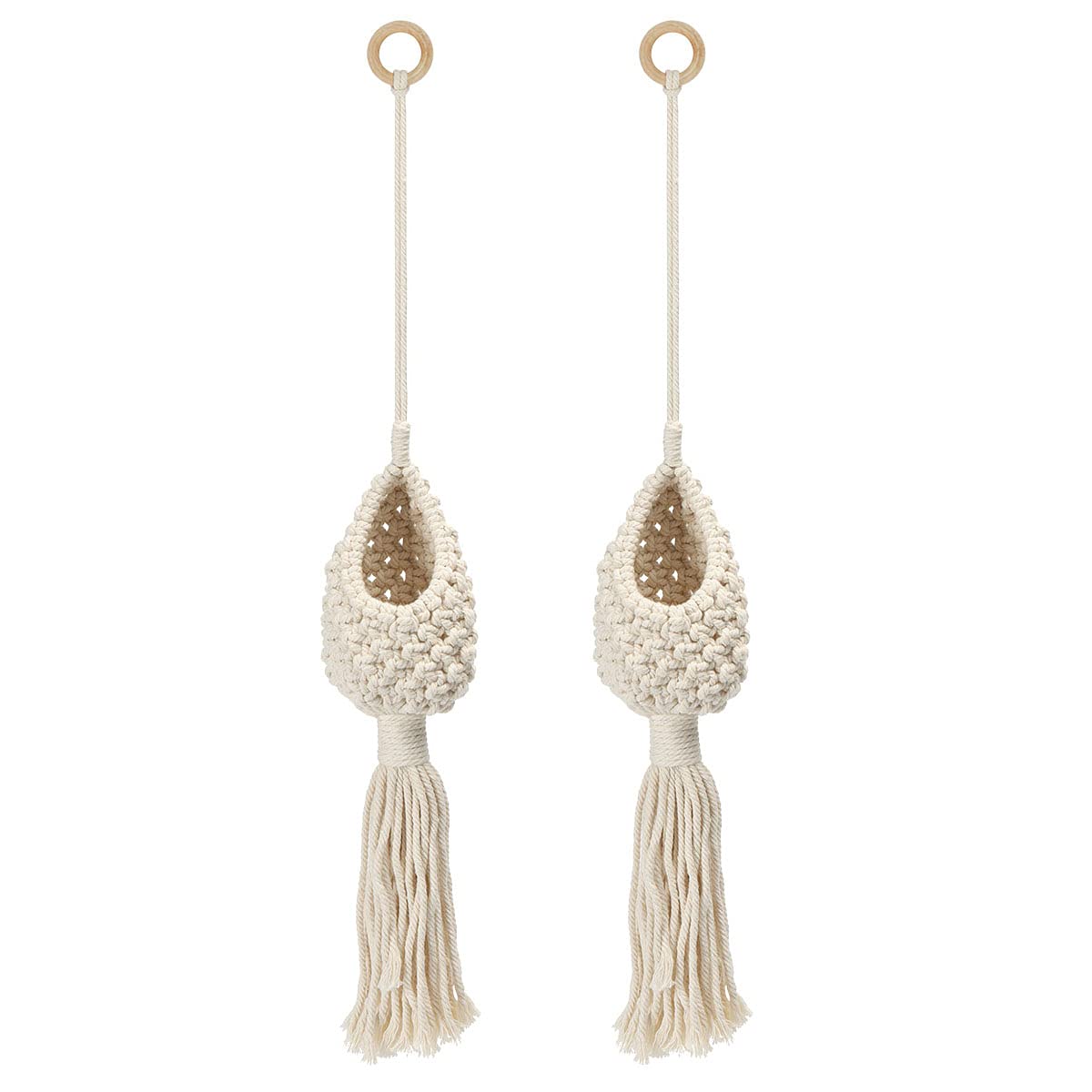 Spencer 2 Pack Macrame Plant Hanger - Hanging Planters Handmade Hanging Plant Holder Cotton Rope, Decorative Flower Pot Holder for Real & Fake Hanging Plants Indoor Outdoor Boho Home Decor