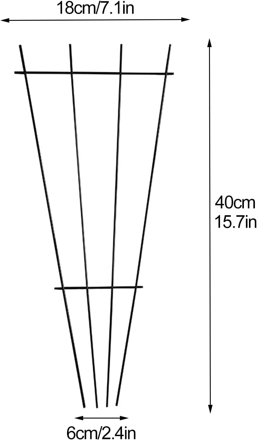 2Pcs Plant Trellis for Climbing Plants Indoor, Green Coated Fan Pot Trellis Metal Flower Support Garden Trellis Frames for Indoor Outdoor Vines Flower Vegetable