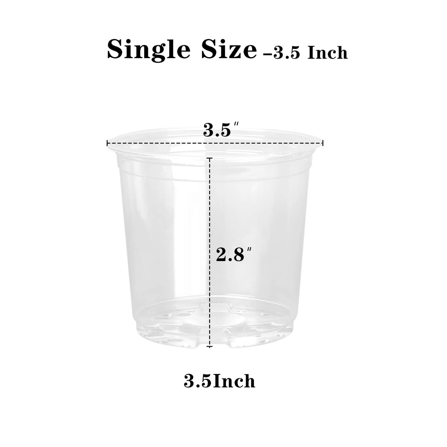 OUPSAUI 20 Pack 3.5 Inch Clear Nursery Pots for Plants, Clear Plastic Plant Pots with Drainage Holes, Flexible Nursery Pots Variety Pack, Seedling Planter Seed Starter Pots (3.5 Inch)