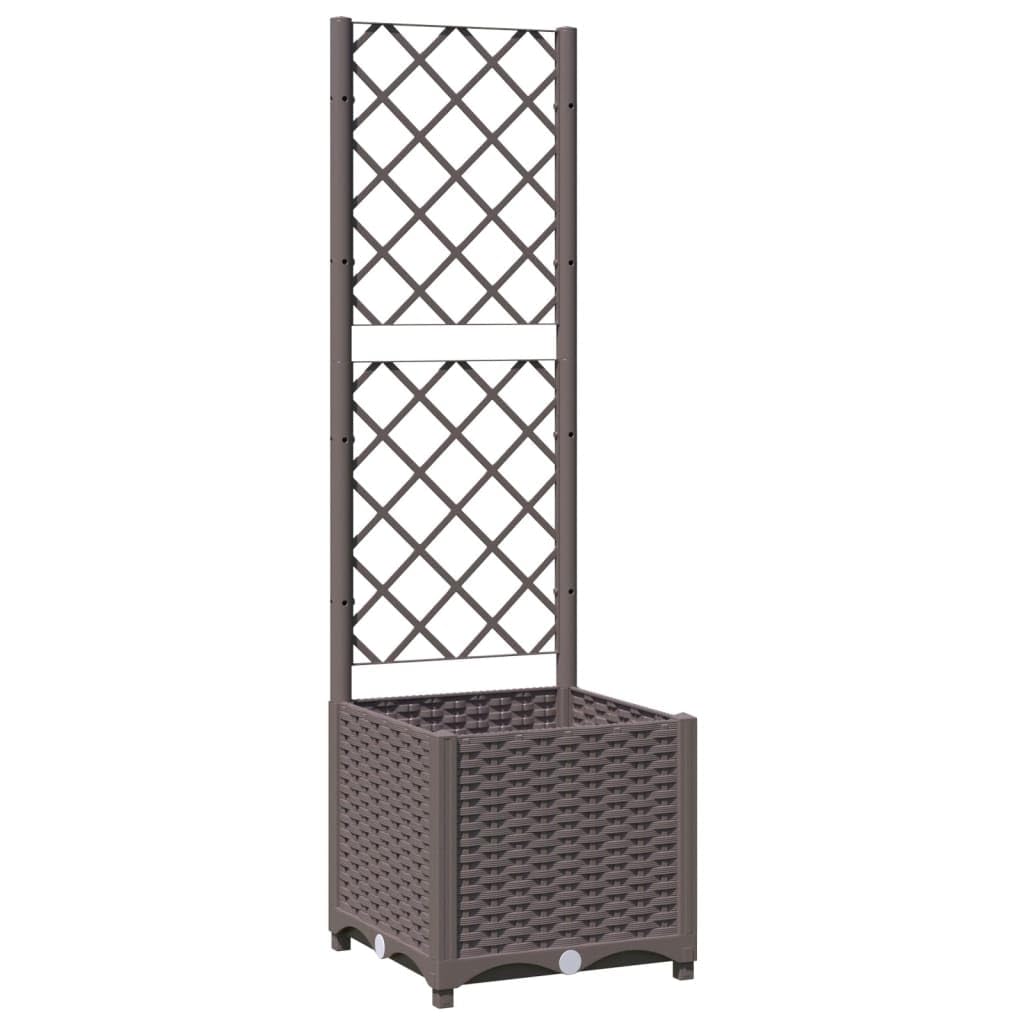 QZZCED Square Garden Planter with Trellis, 15.7 x 15.7 Inches Base, 53.5 Inches Tall, Modern Matte Finish Outdoor Planter for Climbing Plants, Flowers, Patios, Balconies, Durable