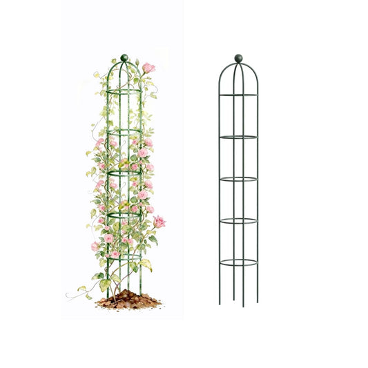 Vego Garden 7.6 ft Round Obelisk Garden Trellis, Metal Rustproof Plant Support Rose Trellis, Tower Potted Cages for Flowers Fruits Vegetable Vines Indoor & Outdoor