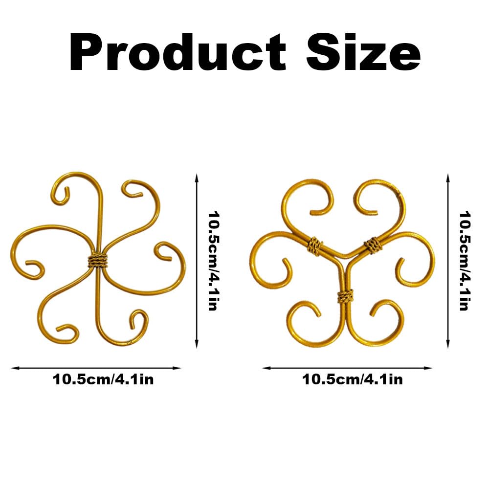 Fodeuxp 2025 New Metal Plant Stem Support Set, Upgraded Reusable Climbing Plant Support Plant Trellis, Golden Flower, Round, 4.1 inches x 4.1 inches