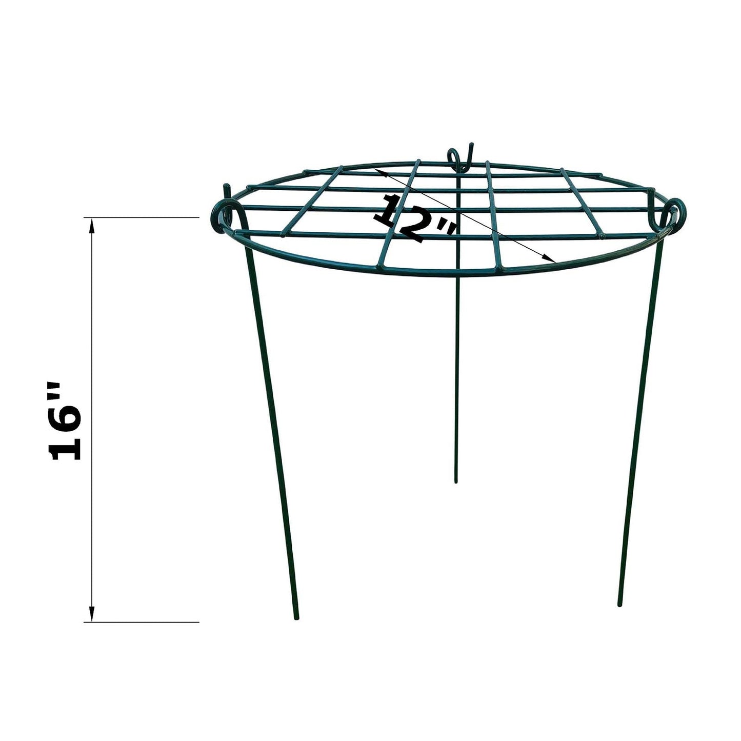 5 Pack 12 x 16 inch Poeny Cage Grow Through Grid Plant Brace Flower Support Rings,Round Metal Plant Stakes Rings, Strong Large Garden Supports for Flowers, Peonies, Rose, Lily