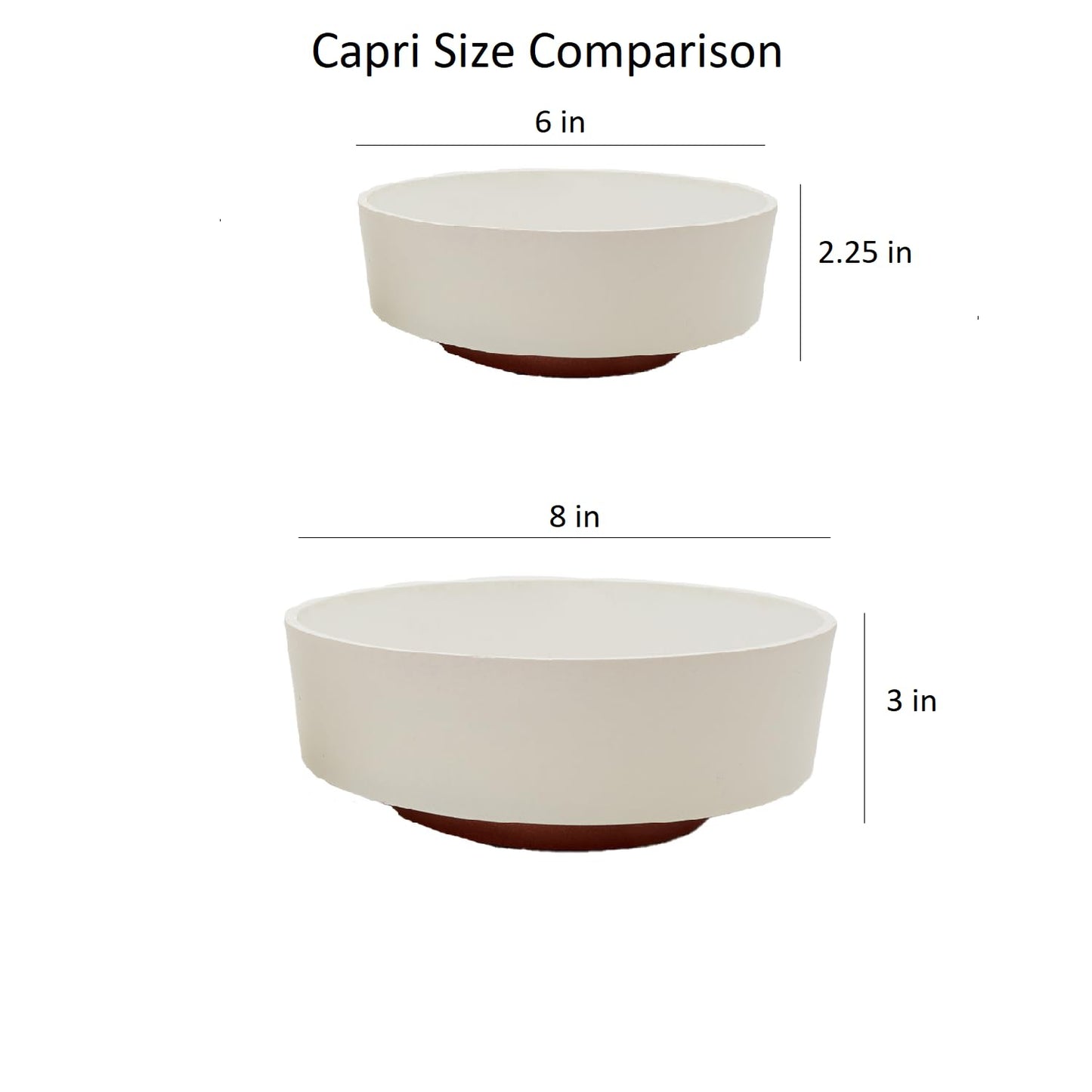 The HC Companies 8 Inch Round Plastic Succulent Capri Bowl Decorative Indoor Flower Succulent Planter Pot with Drain Plug Hole, Vanilla Bisque