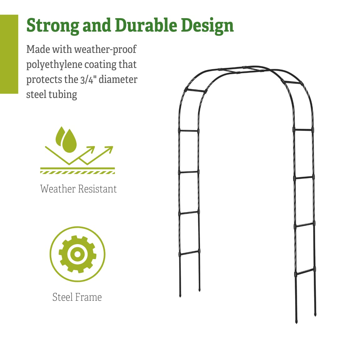 Gardener's Supply Company Titan Arch Arbor Garden Trellis | Sturdy Tall Garden Arch Plant Support for Climbing Plants, Vines and Flowers | Elegant Wedding Entryway & Outdoor Lawn Tower | 96”H x 59”W