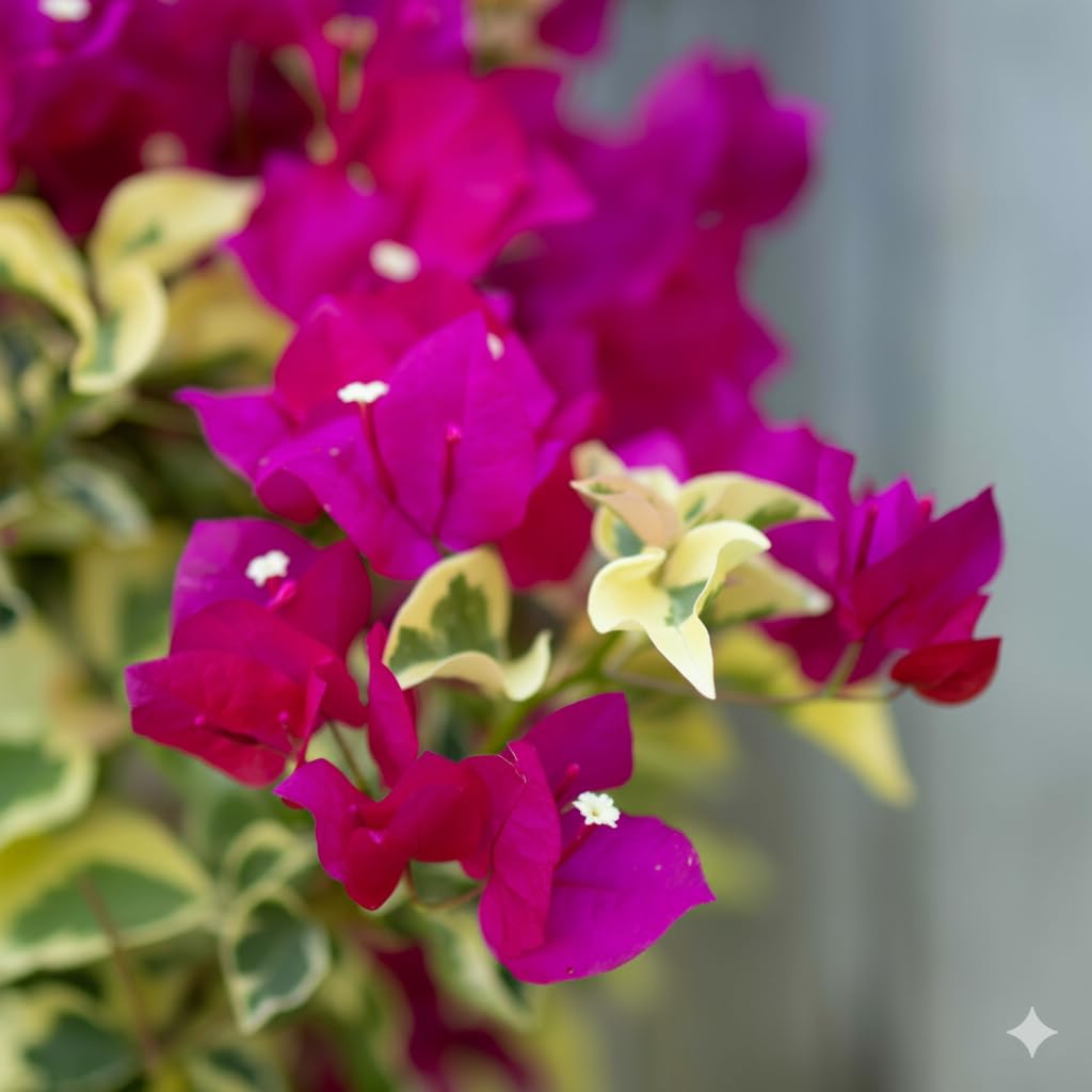 Pink Bougainvillea Plants - Live Raspberry Ice Bougainvillea Plants – Pack of 2 – Rare Variegated Bougainvillea with Pink & Cream Blooms – Hardy Flowering Vine – Ideal for Containers & Trellises