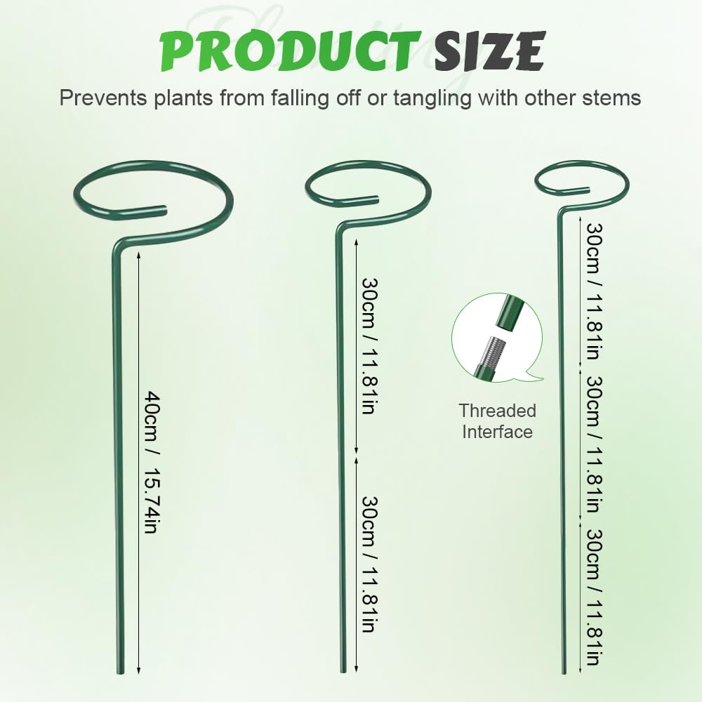 Plant Support Stakes, 16/24/36 Inch Plant Support Rings, 2026 New Single Stem Support for Flowers, Vegetables, Amaryllis, Rose, Orchid, Peony, Lily, Tomatoes (4, 16 Inch)