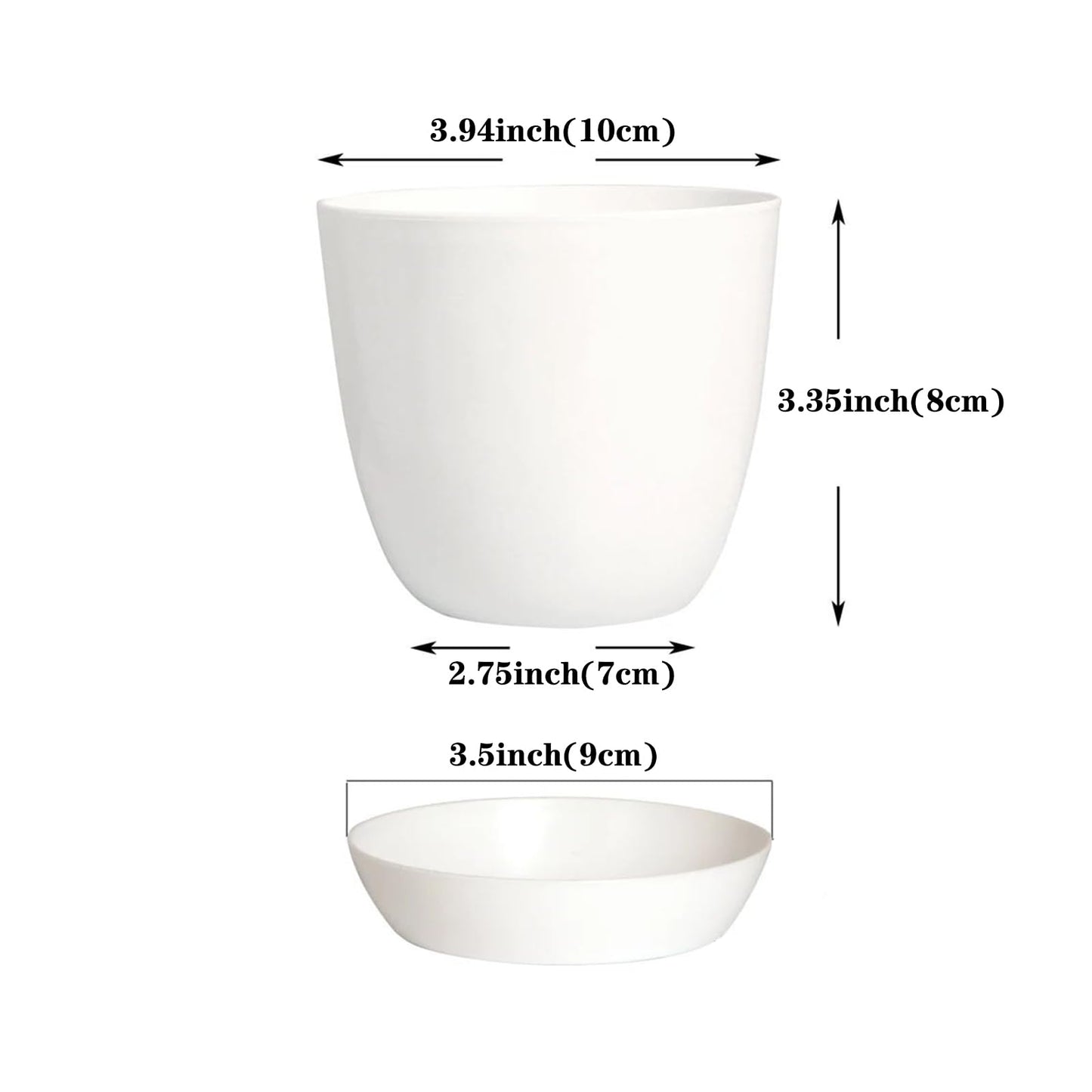 Tergy 50 Pack 4 Inch Plant Pots Bulk Small Plastic Planters Pots with Drainage Holes Flower Pot for Succulent, Cactus, Herb, African Violet (50pcs-White, 4Inches)