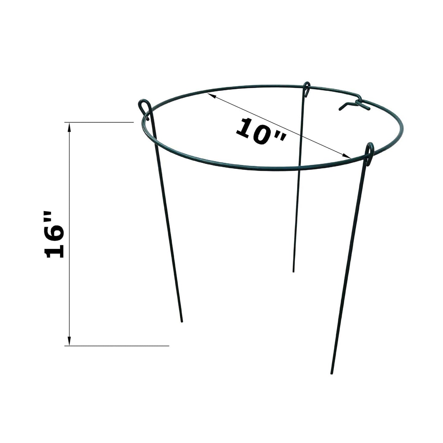 5 Pack 10" Wide x 16" High Peony Cage Rings Garden Plant Support Brace Round Metal Plant Stakes Rings, Strong Large Garden Supports for Flowers, Peonies, Rose, Lily