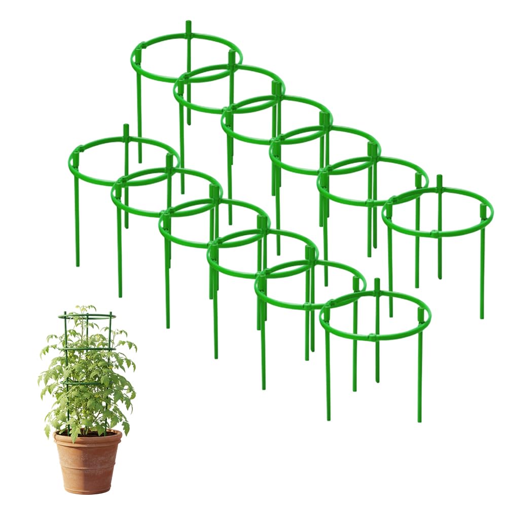Plant Support Pile, 2026 Upgrade Plant Stakes, Durable Plant Trellis, Adjustable Garden Trellis for Outdoor Gardening, Stackable Plant Cage for Home Gardeners (12)