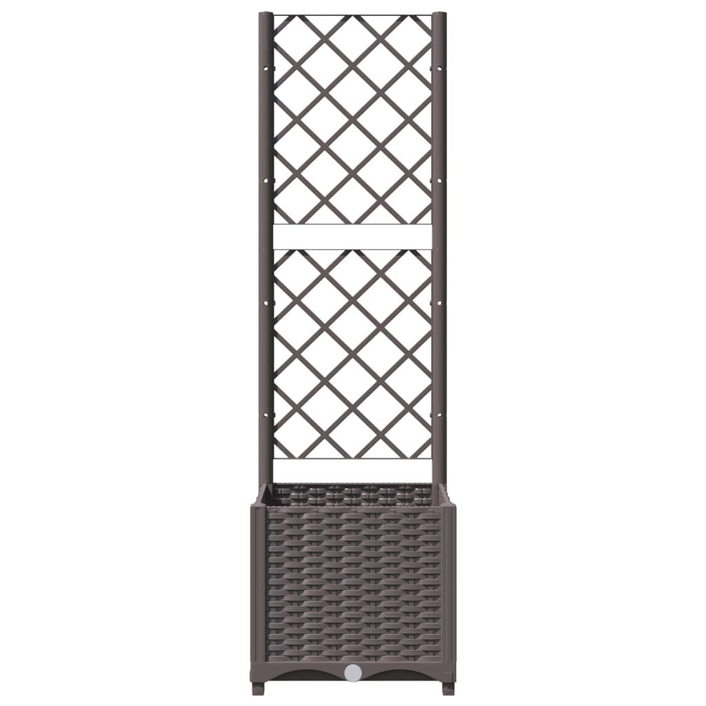 mtlskopl 54" Brown Square Planter with Trellis, 15.7"x15.7" Wood-Look Polypropylene, Modern Matte Garden Box for Patio Balcony