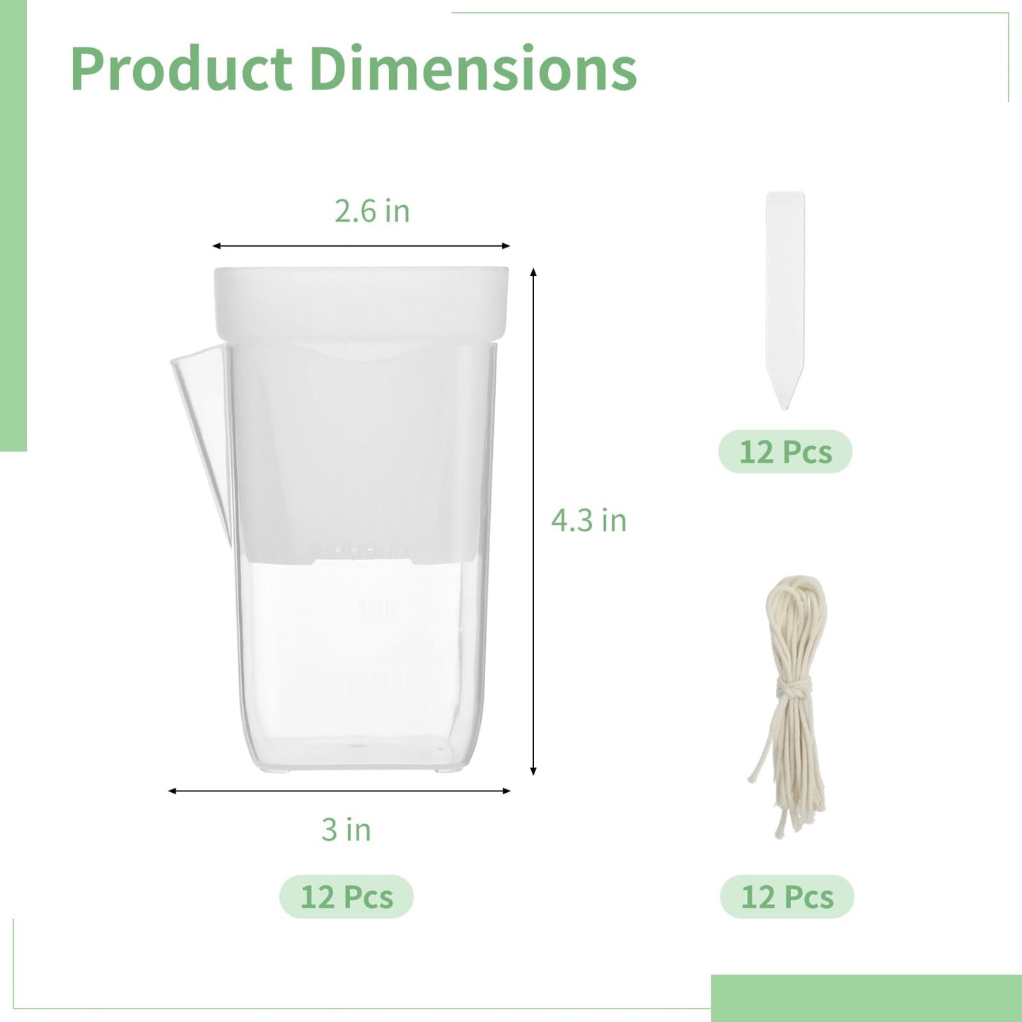 12 PCS Small Self-Watering Pots for Indoor Plants, 2.6 in Clear Plastic Planters with Wick, Mini Semi-Hydro Propagation Pots for Cuttings Hoya African Violet Alocasia with 12 Plant Labels