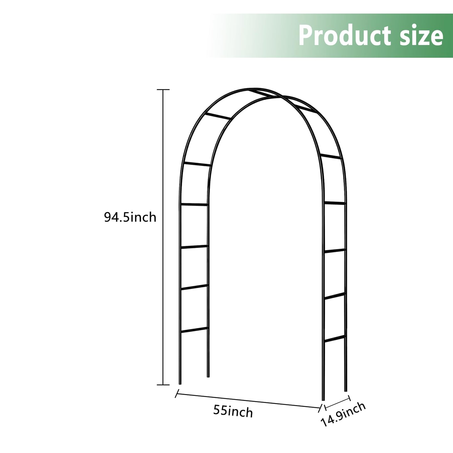 Green Iron Pergola Arbor Practical, 7.9 Feet High x 4.6 Feet Wide, Assemble Easily for Various Climbing Plant Wedding Garden Arch Bridal Party Decoration Wide Arbor