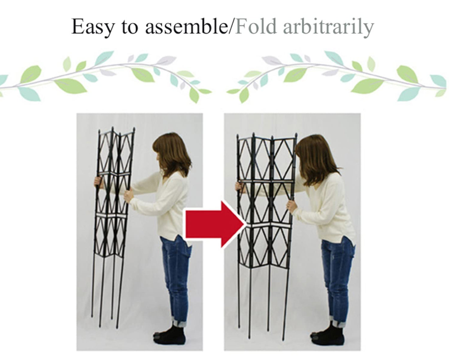 Green Garden Trellis, Metal Vines Plant Support, Decorative Lattice Flower Stand, for Climbing Plants, Flowers, Fruits, Retro Style (Size : 60x150cm/23.5x59in)