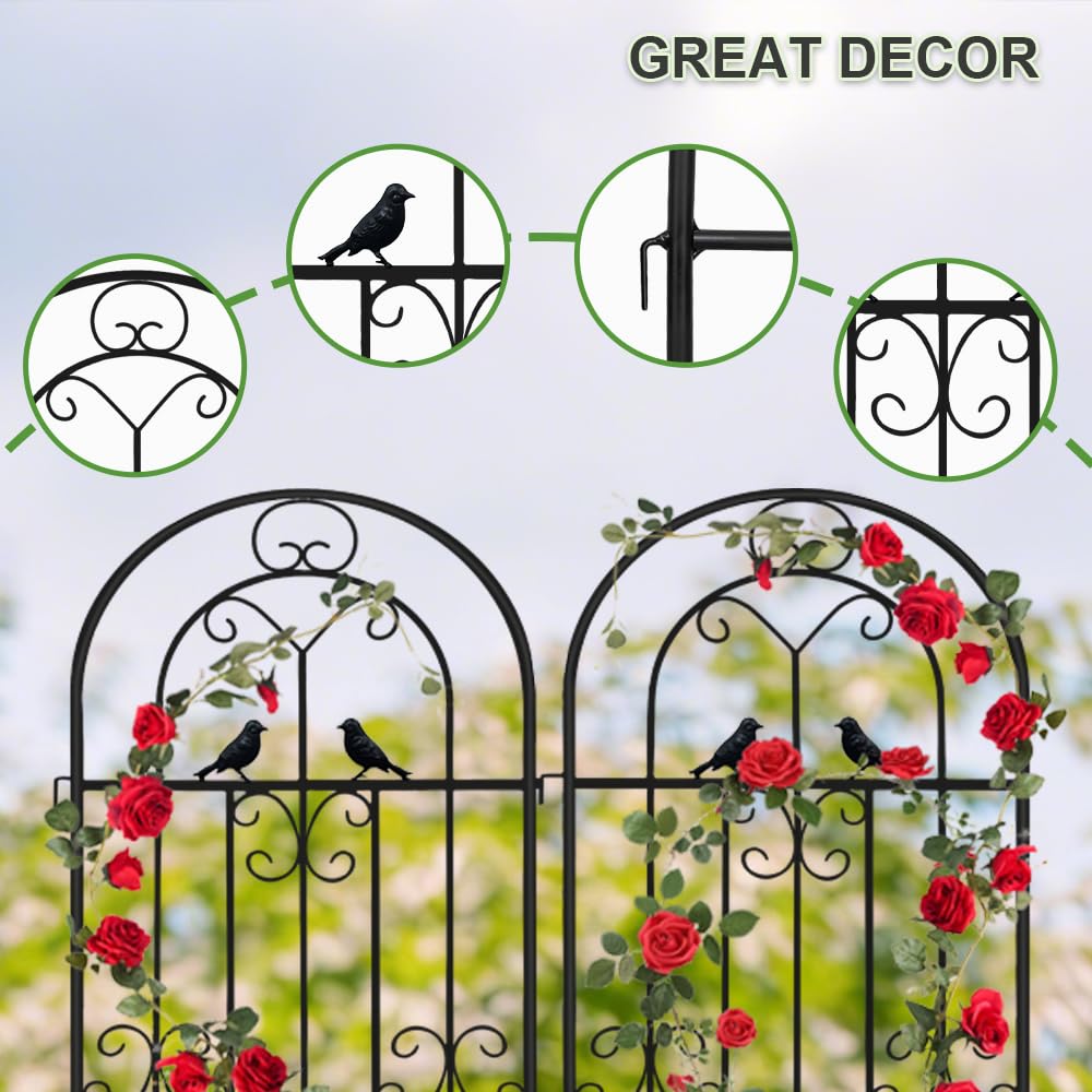 YOBAZAN 2 Pack Metal Garden Trellis, 86.7" H x 19.7" W Black Coated Wire Lattice Panel, Sturdy Plant Support for Climbing Roses Vines Cucumber Vegetables Outdoor Patio Yard