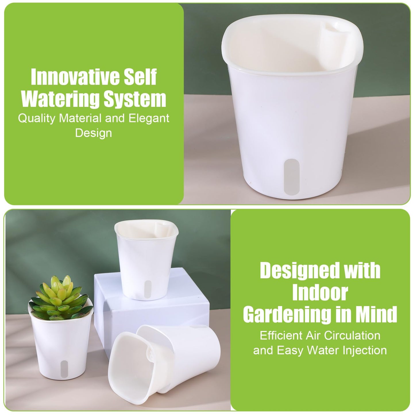 hidyuuoo 20 Pcs 3 Inch Self Watering Pots Self Watering Planters for Indoor Planters Plastic Garden Flower Pots with Level Indicator Vents