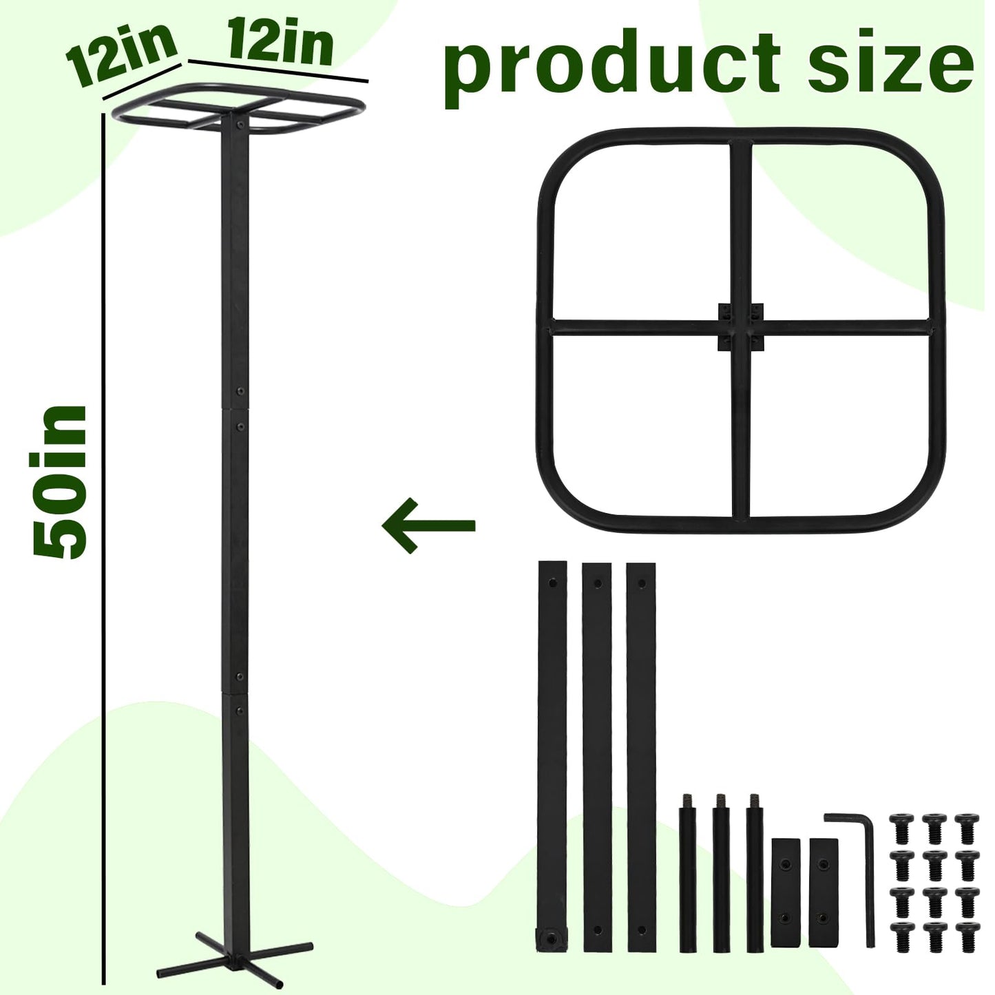 Yohsnor 2-Pack Metal Dragon Fruit Trellis - Durable Vertical Garden Support for Climbing Plants, Easy to Assemble, 12x12x50 Inches for Dragon Fruit Enthusiasts