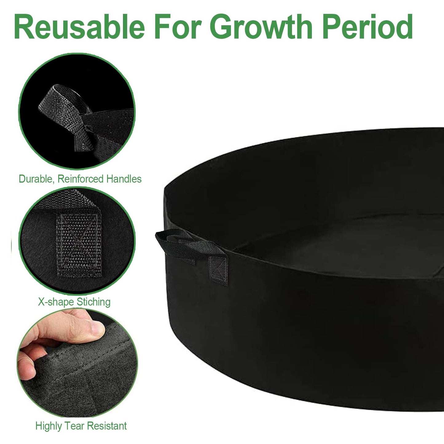 ZtohPyo 2-Pack 50 Gallon Plant Grow Bags, Large Fabric Raised Garden Bed with Handles,Durable Garden Beds Planters Aeration Gardening Container to Grow Vegetables for Outdoor Plants