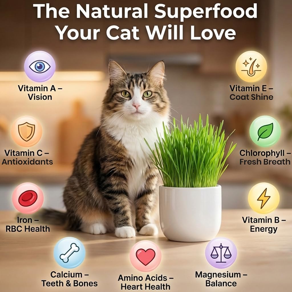 NatureZ Edge Premium Cat Grass Seeds for Indoor Cats, Non GMO - 1 lb Oat, Wheat, Barley & Rye Grass for Indoor Cats, Cat Plant, Kitty Lawn, Pet Grass, Hierba para Gatos, Made in USA