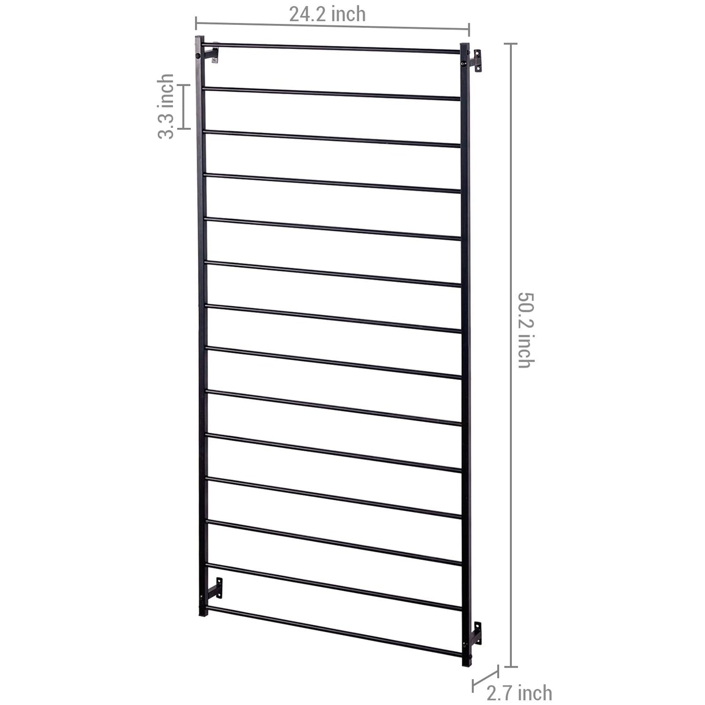 MyGift 4 Foot Tall Modern Matte Black Metal Wall Mounted Horizontal Bars Trellis, Outdoor Hanging Support Frame for Climbing Garden Plants and Crawling Vines, Set of 2