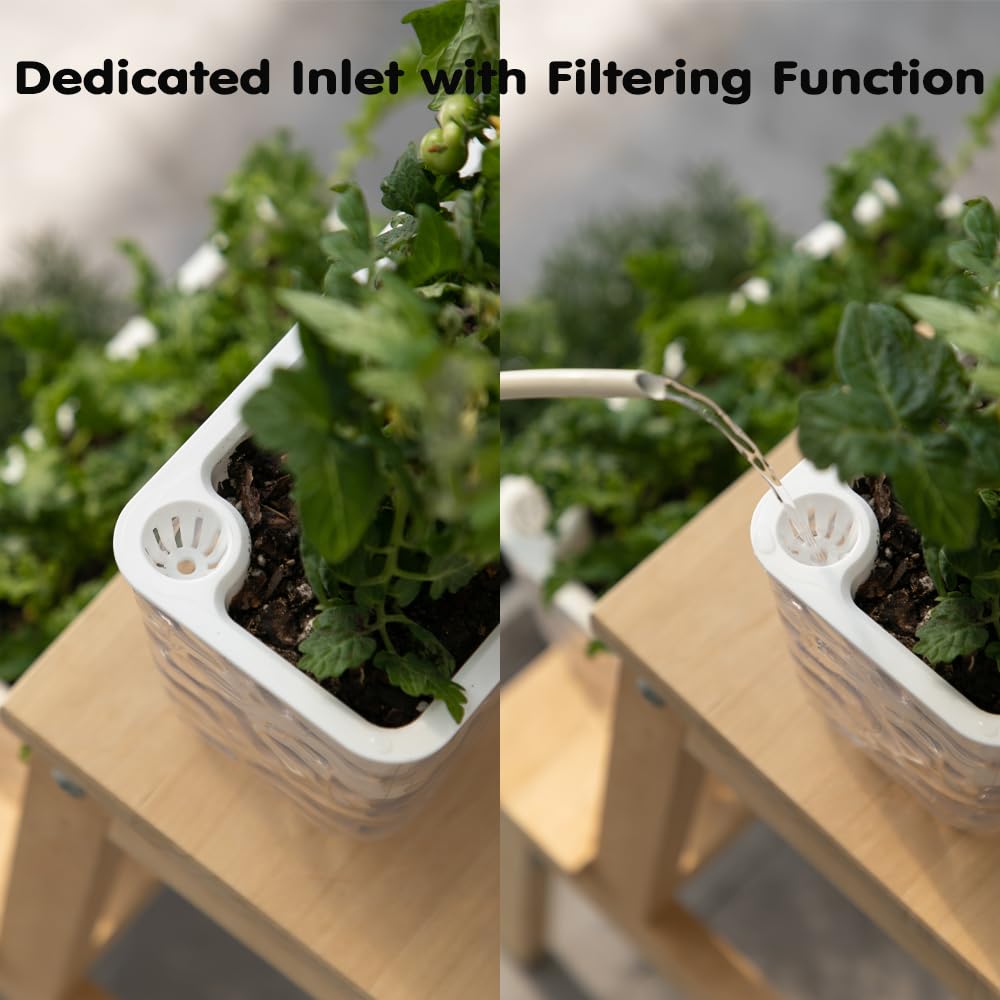 Qimodo 3 Pack Self Watering Rectangular Plant Pots, 11" x 5"x 5" Plant Containers with Drainage Holes, Rectangle Houseplant Window Planters for Succulents, Flowers,Herbs,Vegetables (White)