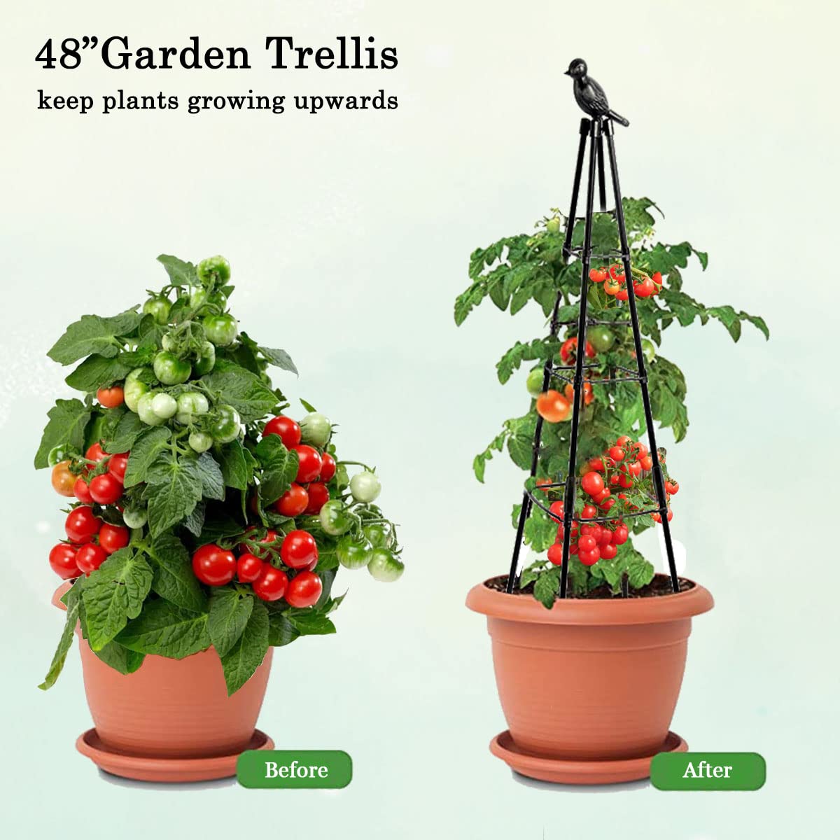 Garden Trellis, 47" Plant Trellis Support Plant Stand for Climbing Plants Outdoor and Indoor Trellis, Potted Plants Flowers Vegetables and Vines, Tomato Cage Tower - 2 Pack