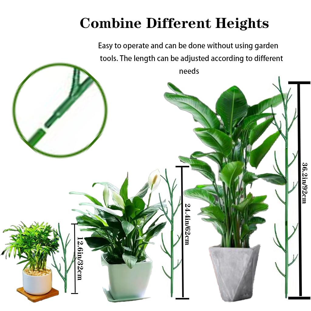 Monstera Plant Support Stakes, 8 Pack Stackable Garden Trellis Climbing Plant Support Structures with Extension Poles for Indoor Outdoor Potted (39.4''- 8 Pack)