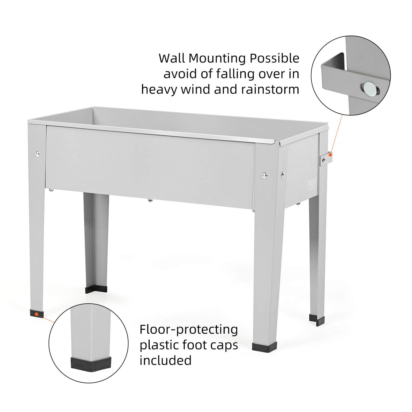 ProGard Raised Garden Bed, Garden Raised Planter Box with Legs, Galvanized Garden Planter for Herbs and Vegetables, 24" Grey