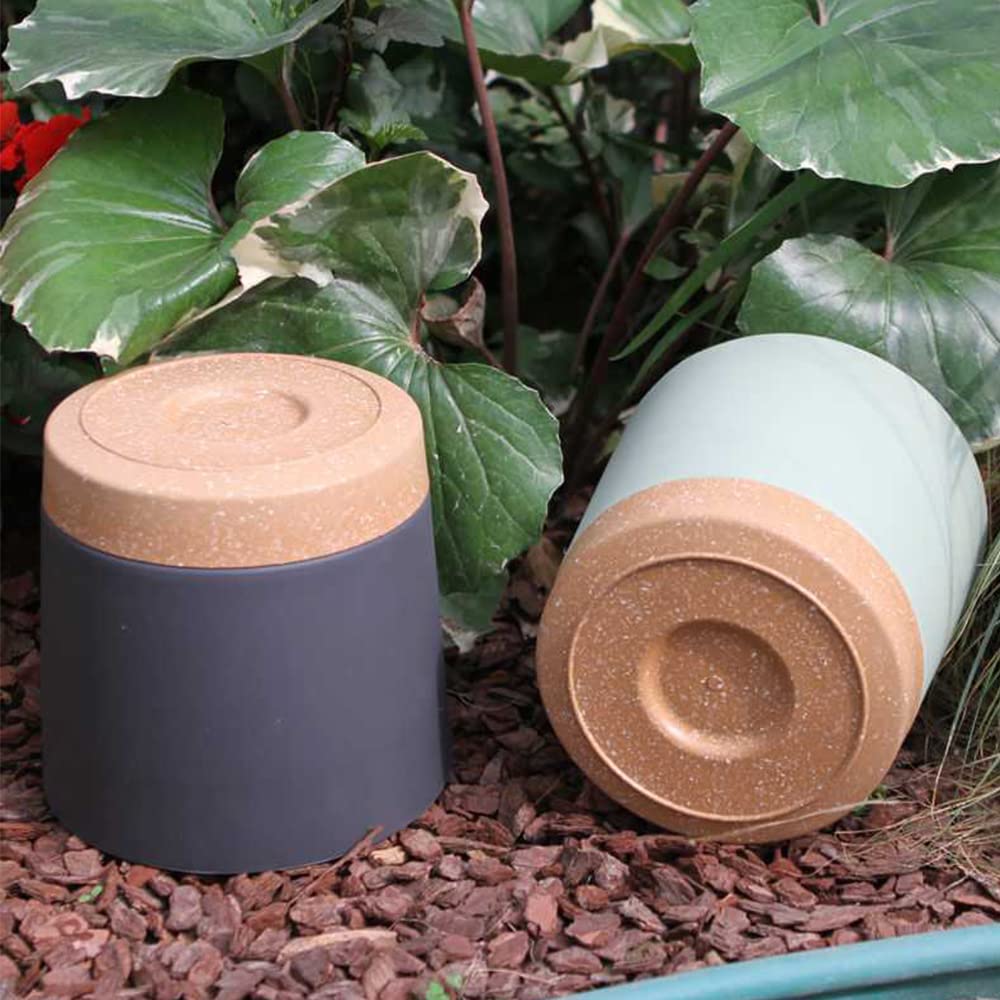 ZMTECH Spring Planters for Indoor Plants, Plant Pots & Flower Pots, Plastic Planter 3 Pack 8 Inch Self Watering with Drainage Hole and Saucer, Modern Decorative Indoor Outdoor, Dark Gray White Green