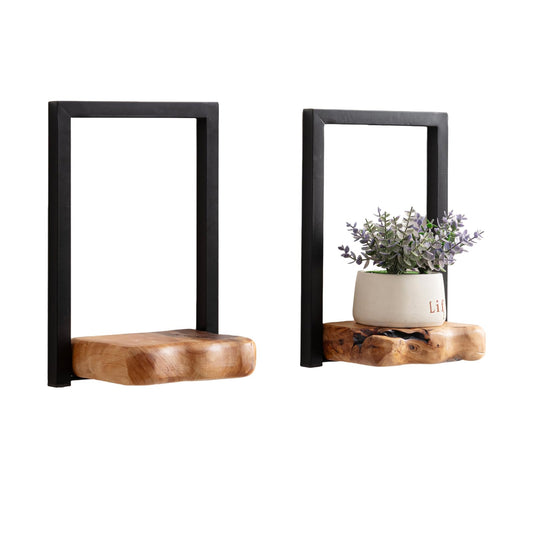 JOLLYMER Natural Edge Cedar Wood 2 Pack Wall Plant Holders, Window Planters Shelves, Indoor Plants Stands, Wall Decor Planter Hanging Shelf,12x9x5 inches