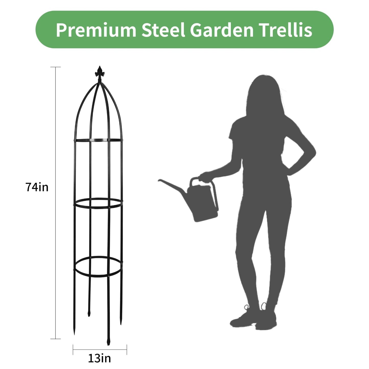 Garden Obelisk Trellis for Climbing Plants Outdoor 6.3 Feet Tall Rose Heavy Duty Metal Trellis Plant Support for Vines Clematis Flowers, Bronze