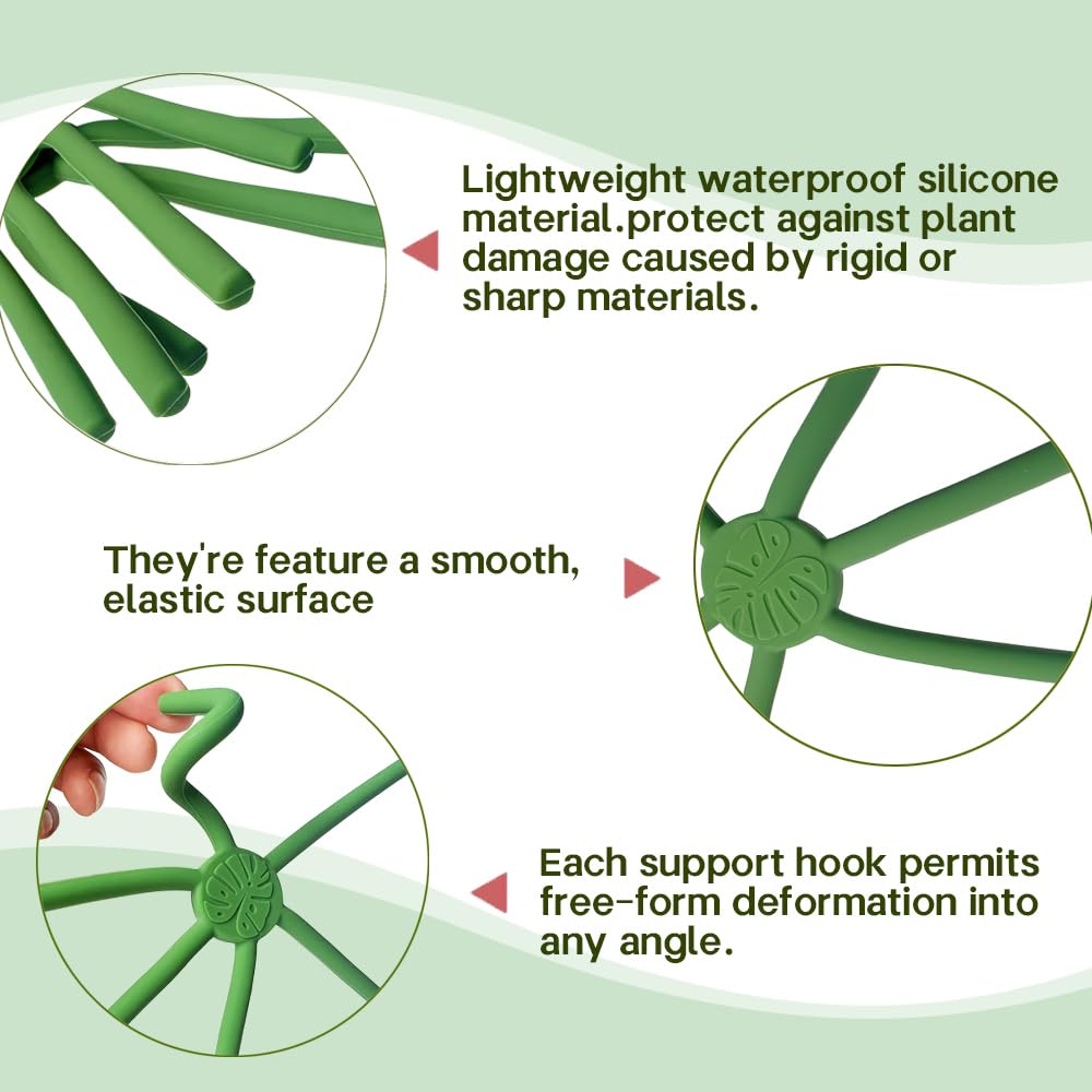YjiaYjiaY 4 Pcs Free-Form Bending Silicone Plant Stem Support, 2 Sizes Flexible Hook Monstera Stem Supports, Reusable Silicone Plant Climbing Stakes Indoor Outdoor