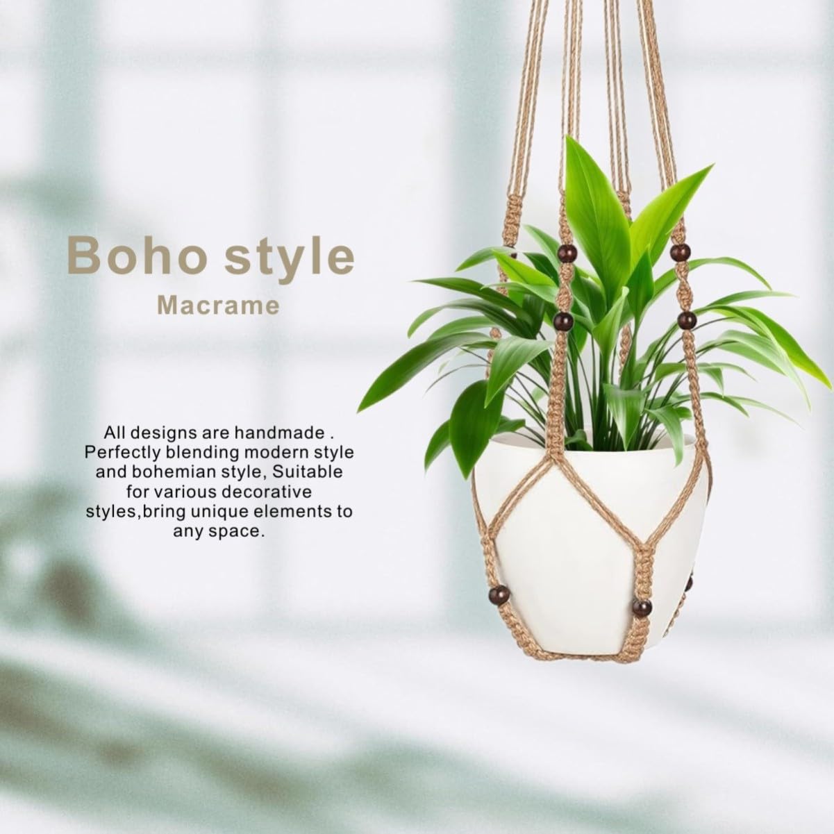 MDKFKDK 3 Pack Macrame Plant Hanger,Hanging Plant Holder, Boho Home Decor Hanging Basket with Wood Beads,Hanging Planters for Indoor Plants,Plant Hanger Indoor 35"/29"/23" Brown (POTS NOT Included)