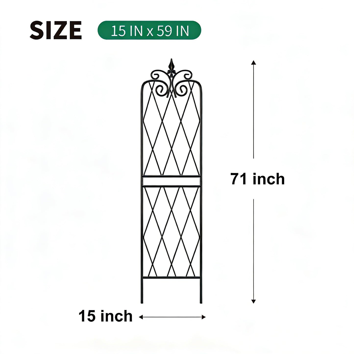 SCENDOR 2 Pack 71" H x15 W Trellis,Black Garden Trellis for Climbing Plants Outdoor Metal Frame Sturdy Trellis for Rose