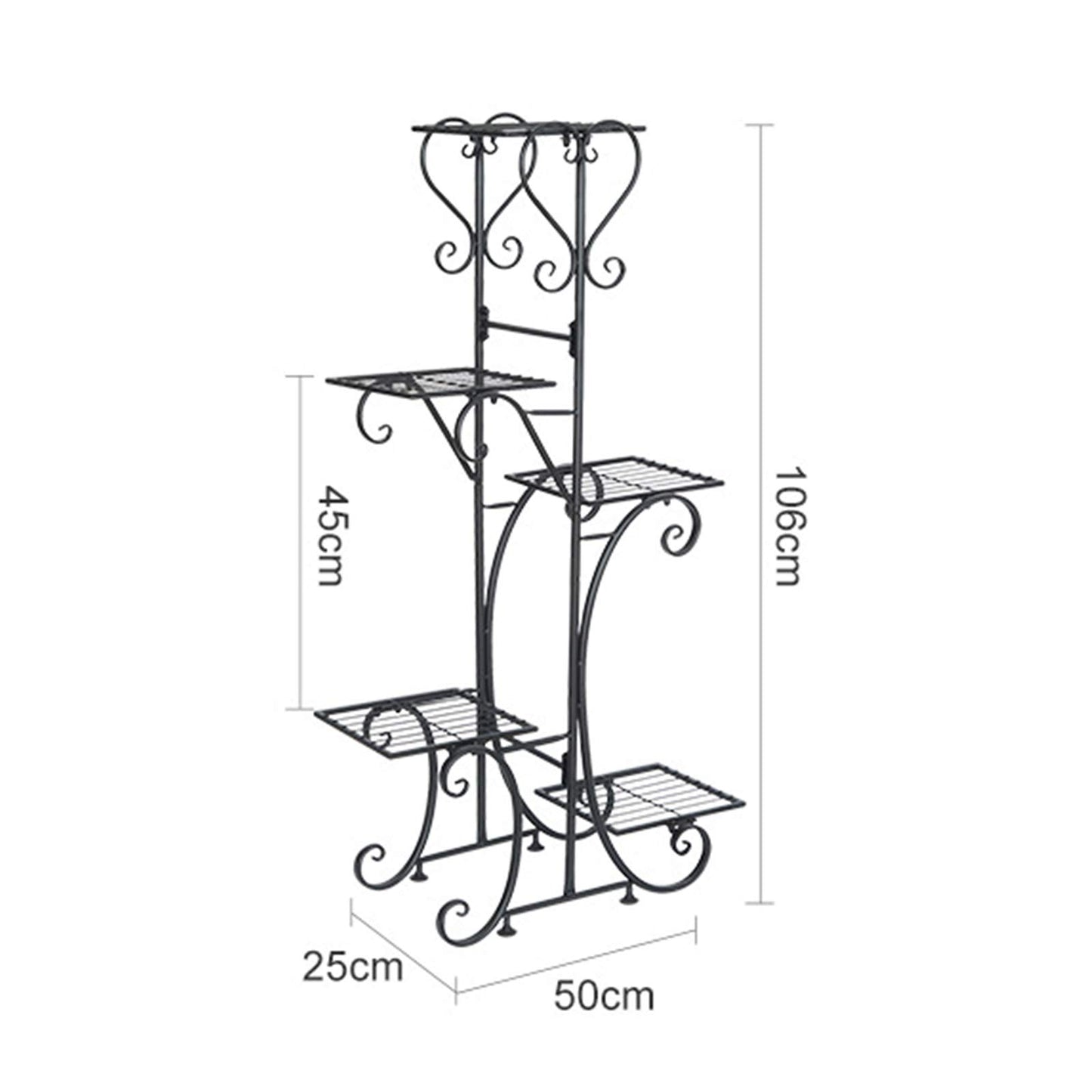 42inch Tall Metal Plant Stand Multi Tiered 5 Tier Multiple Flower Pots Holder Shelf Rack Display Stand Wrought Iron Planter Display Rack Potted Planter Shelves Organizer for Patio Balcony Garden