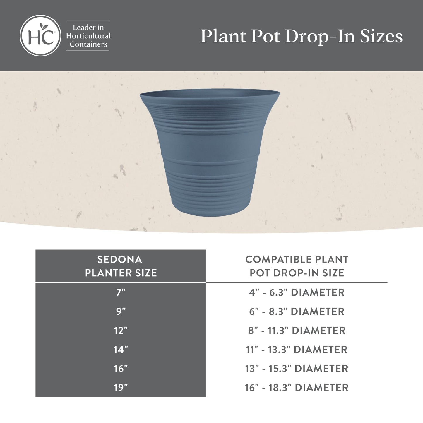 The HC Companies Sedona Round Self-Watering Pot - Lightweight Self Care Planter - Plastic Planter for Herbs & More - Durable Plant Pots for Indoor Plants & Outdoor Plants (12" Slate Blue, Pack of 1)