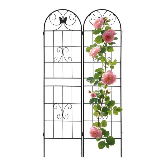 2 Pack Garden Trellis for Climbing Plants 86.7'' x 19.7''，Black Metal Garden Trellis，Heavy Duty Rustproof Plant Trellis for Rose Vine Vegetable