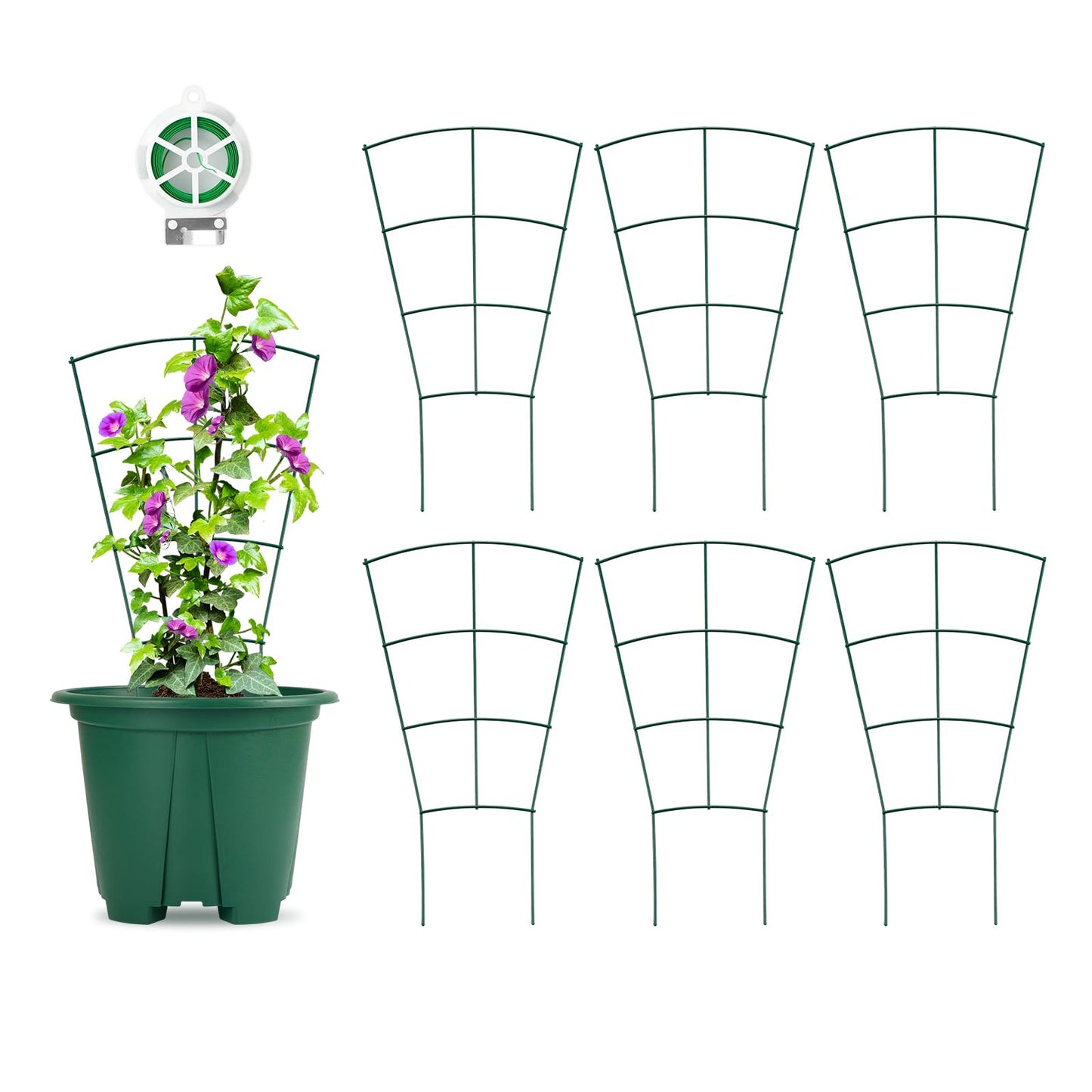 SUMGROW 6-Pack Indoor Plant Trellis - 16 Inches, Heavy-Duty Metal for Climbing Houseplants, Flowers, Vines, and Ivy