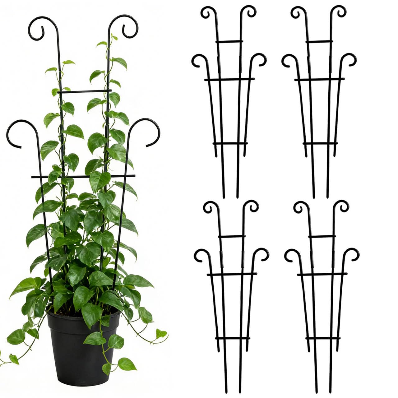 23.6 inch Large Trellis for Potted Plants, 4 Pack Rustproof Metal Plant Trellis for Climbing Plants Indoor, Sturdy Expandable Houseplant Support for Monstera, Pothos, Hoya, Vine (4 Pack)