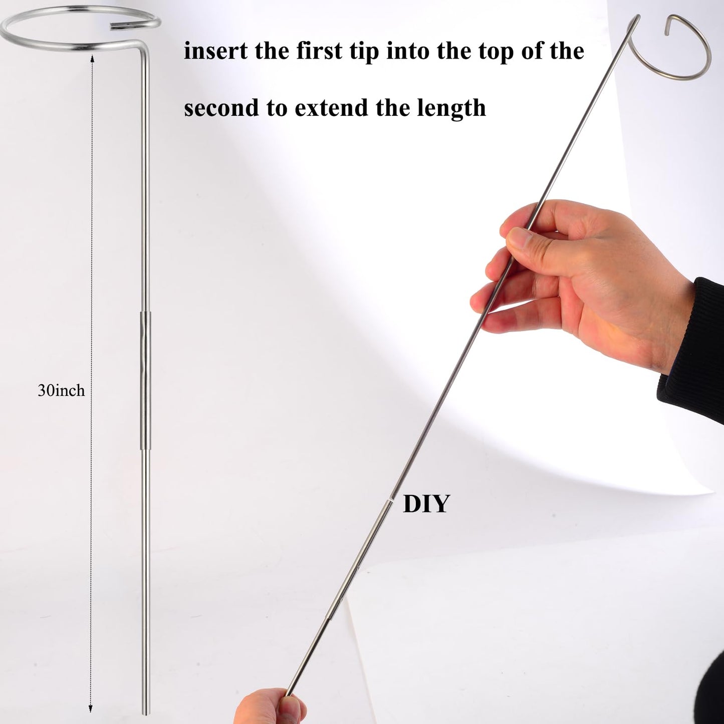30 or 16 Inch Plant Stakes for Flowers - 10 Pcs, Stainless Steel Garden Tall Single Stem Support Stake Plant Cage Support Rings for Amaryllis Tomatoes Peony Lily Rose Narcissus (10, 1.6, Pounds)