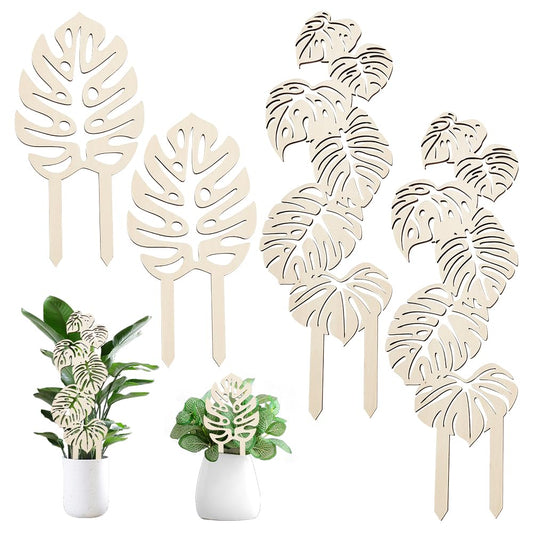 OLYCRAFT 4Pcs 2 Style Wood Plant Trellis Monstera Leaf Wood Trellis for Potted Plants Small Indoor Plant Trellis Wood Vine Plant Support for Climbing Plants Potted Plants Support - 9.8~15.6 inch Long