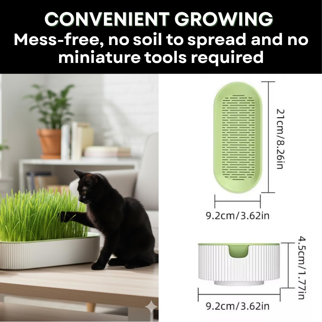 Hydroponic Cat Grass Grow Kit for Indoor Cats - Cat Lover Gift - New Pet Present - Grow Container and 2 Oz Cat Grass Non-GMO Seeds - No Soil or Tools Needed - Modern Look - Loved by Pets