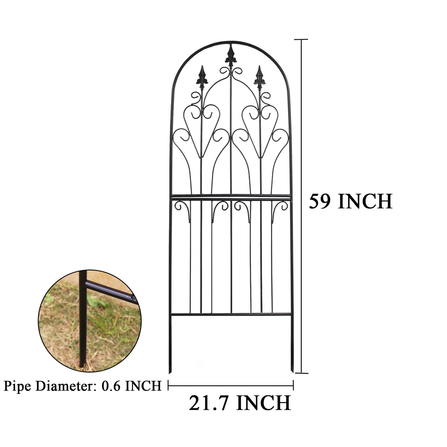 SCENDOR Garden Trellis for Climbing Plants 59" H x 21.7" W Metal Unique Design Decorative Garden Structure Weather-Resistant Lattice Outdoor Decor Flowers Roses Vine Ivy Clematis Black Coating