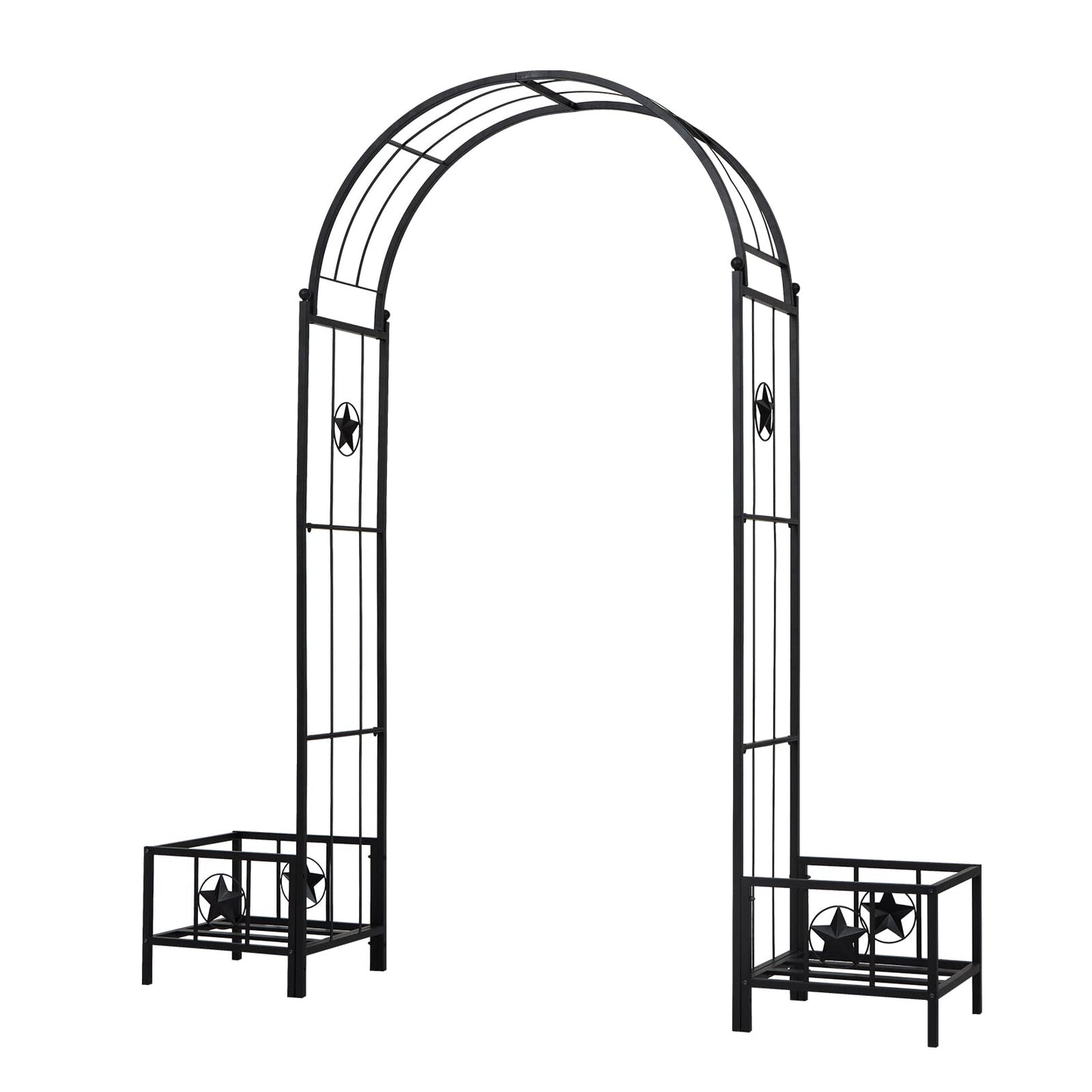 Kinfant Steel Garden Arch Arbor with Planter Boxes – Heavy-Duty Outdoor Trellis for Climbing Vines, Flowers, Decorative Arch for Wedding Ceremony, Party, Backyard, Lawn