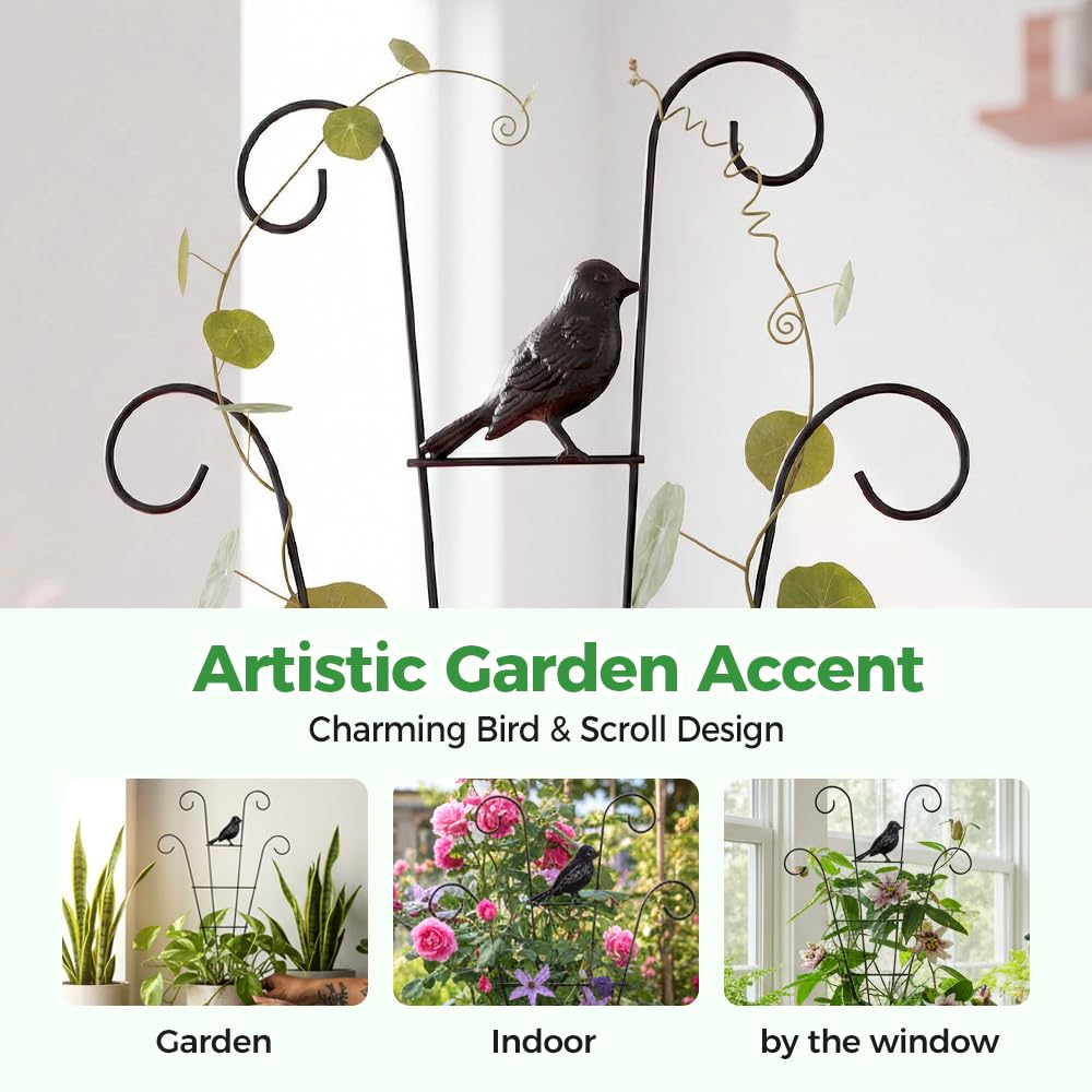4 Pack Trellis for Potted Plants, 2026 New Stackable Metal Garden Trellis for Potted Plants Pothos Plant Climber Support for Indoor & Outdoor Houseplants (Butterfly+Bird)
