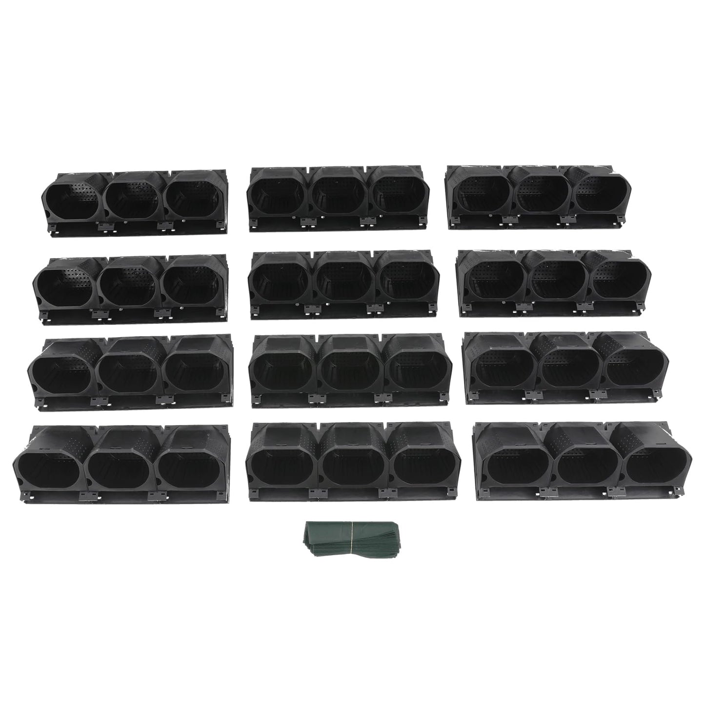 kunghei 36-Pot Wall Mounted Planter – Vertical Wall Planter with Water Storage Layer, Stackable Flower Pot Holder for Indoor Outdoor Garden Balcony (12 * 3-Pot) (Black)