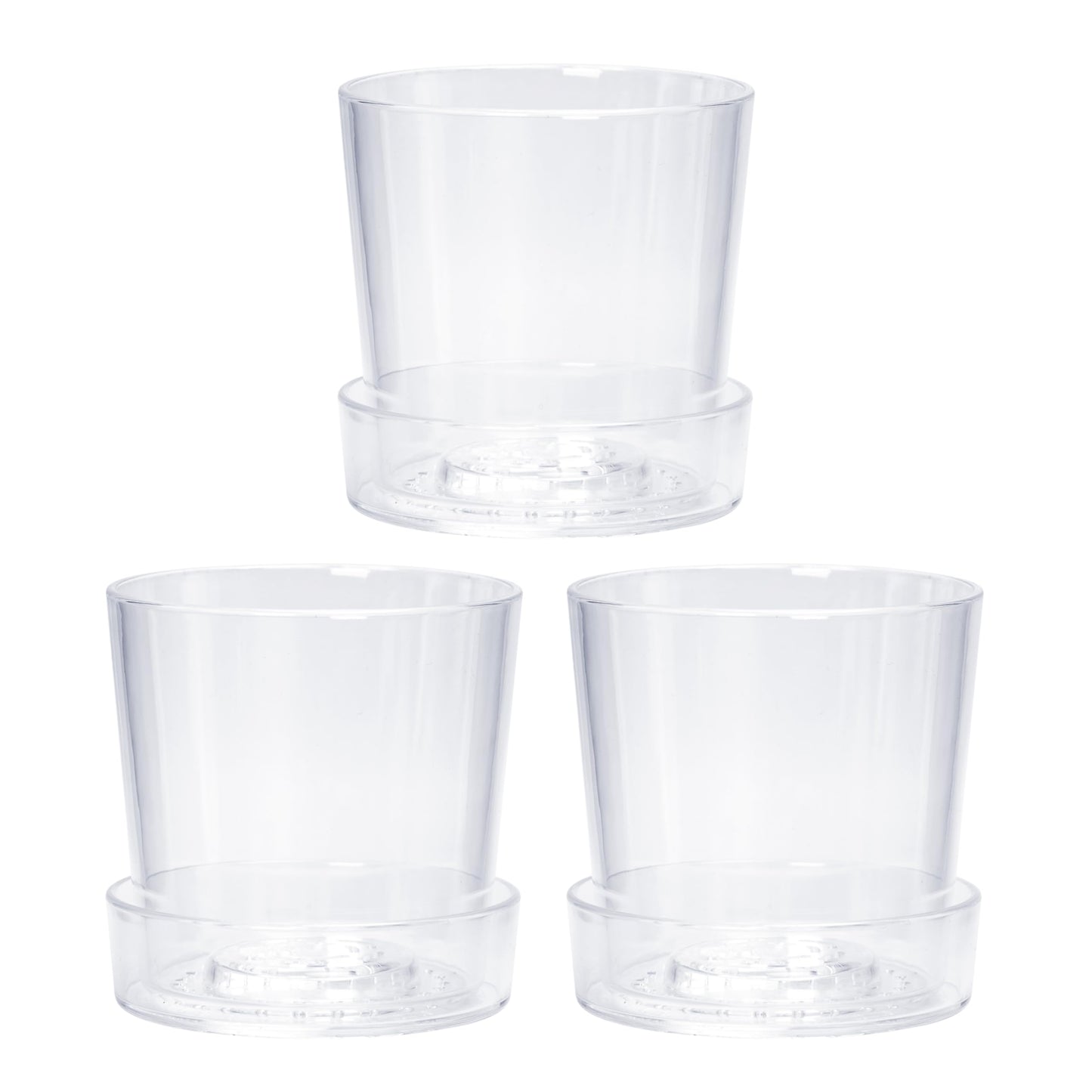 Phoenix Vine 4.5 Inch Clear Acrylic Planter Pot with Tray, Orchid Pot with Drainage Holes, Deep Saucer for Bottom Watering, Transparent Containers for Indoor Plants, Herbs, Set of 3, 91-A-E-3